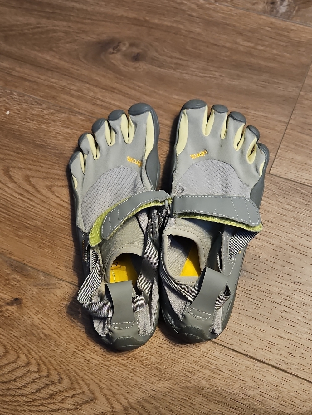 Vibram FiveFingers Gray and Yellow Women's Athletic Toe Shoes